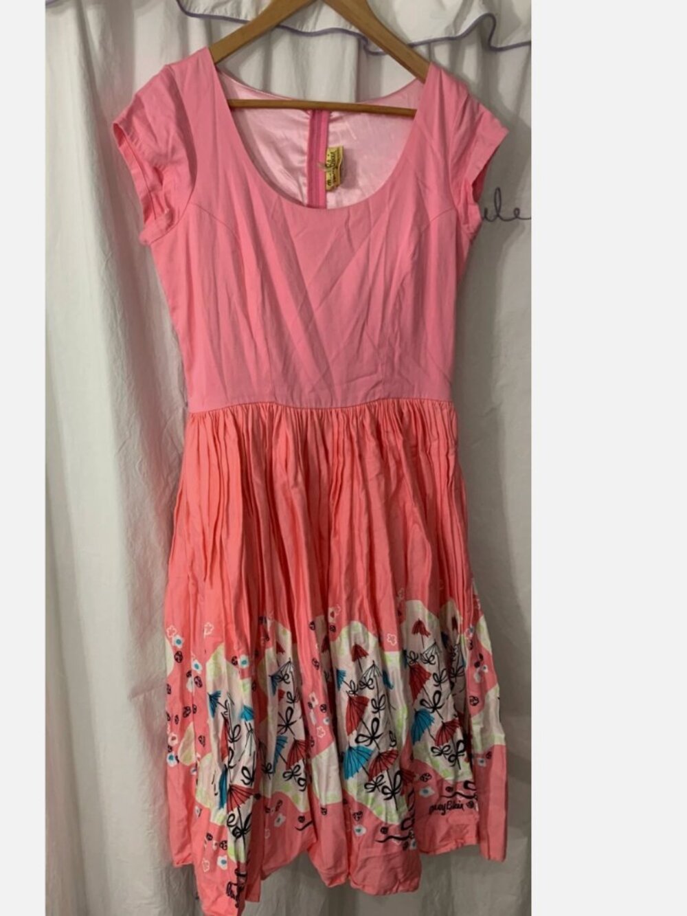 Pinup Couture Magic Of Mary Blair Dress Large Disney Artist Umbrellas Pink USA